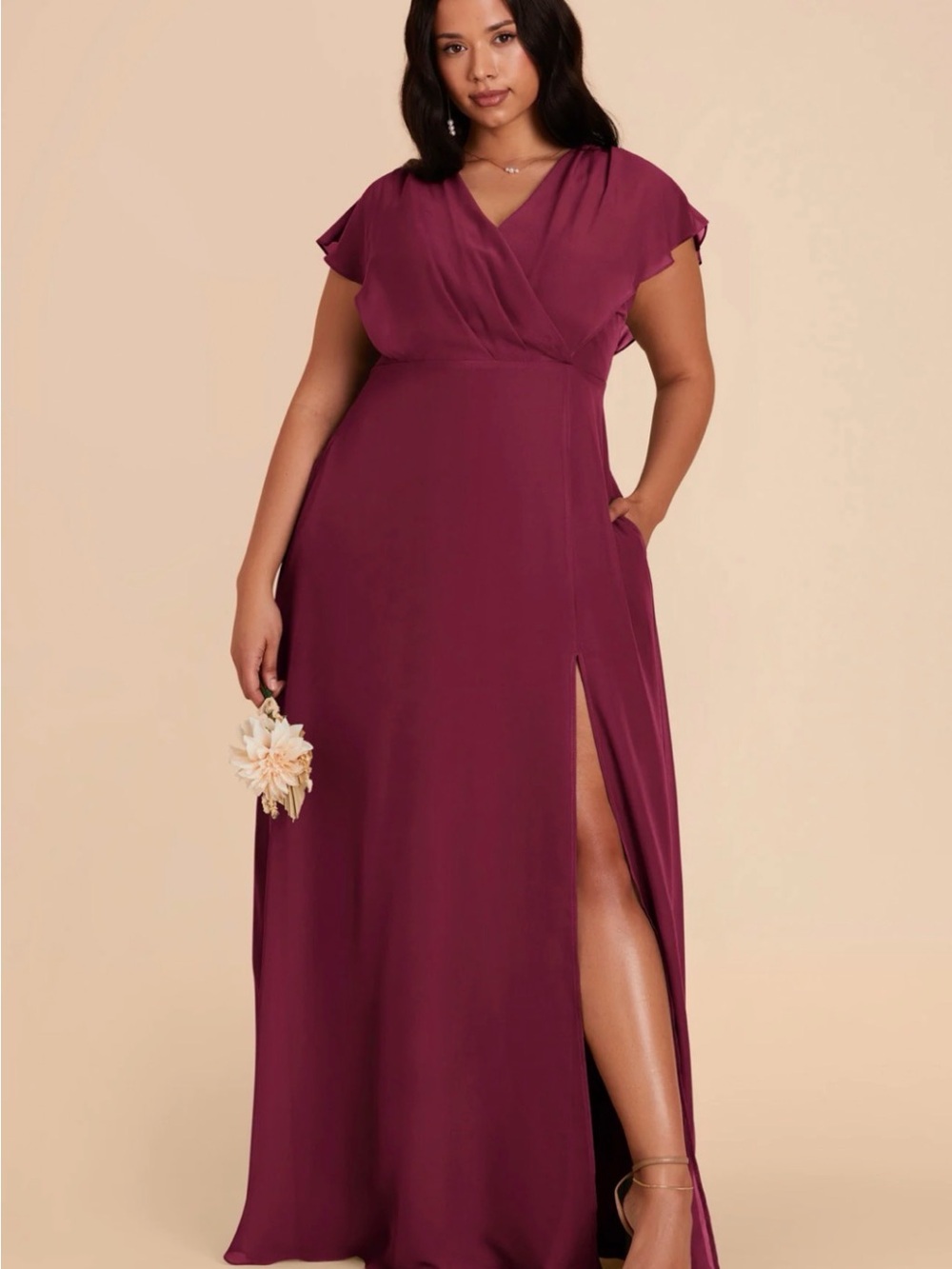 Burgundy Birdy Grey Bridesmaid Dress